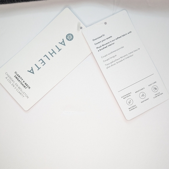 Athleta Clarity V-Neck Sweatshirt Womens Large Athleisure Cozy Black Heather NWT - Picture 5 of 14